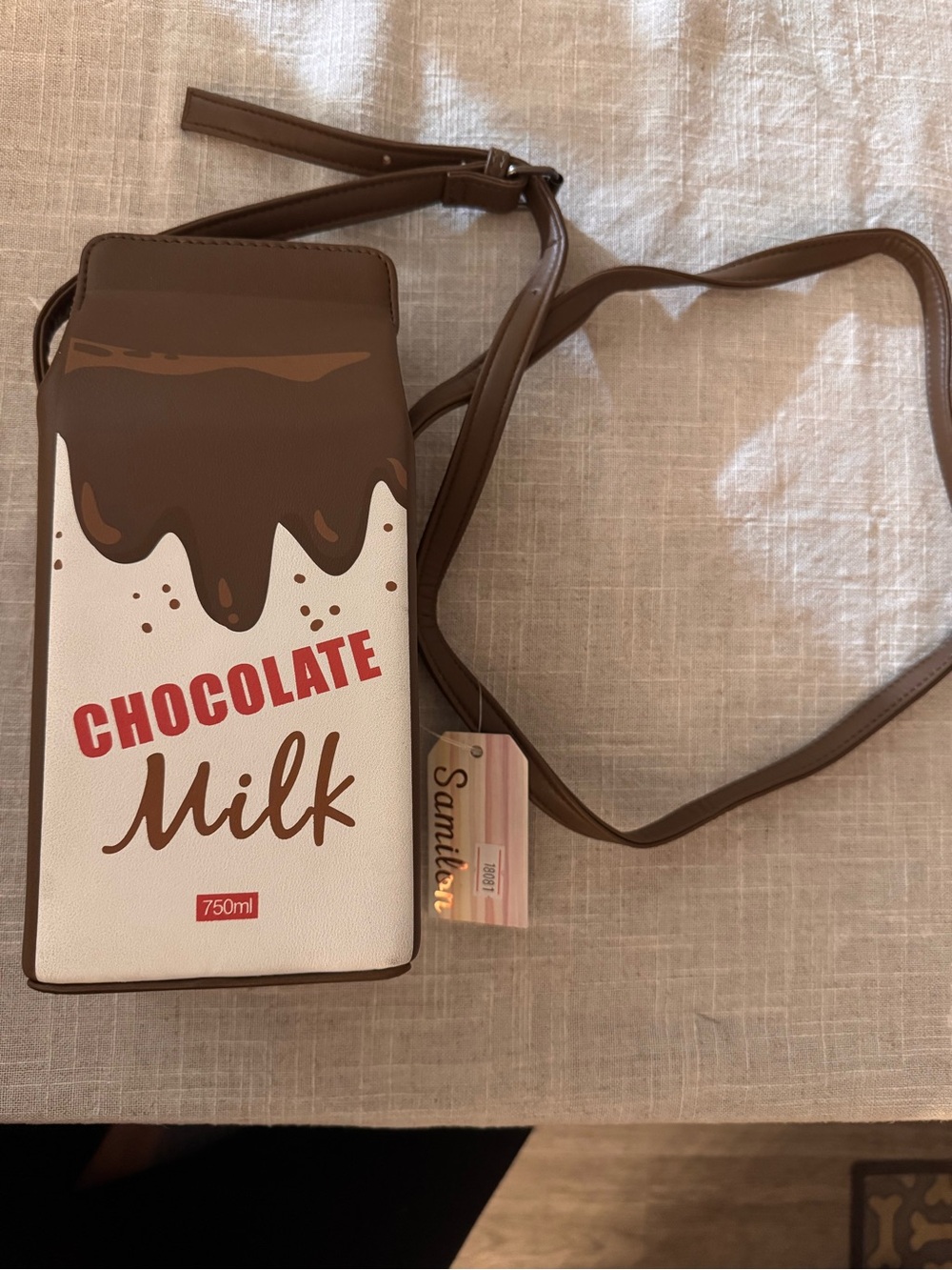 Samilon Chocolate Milk Carton Crossbody Bag